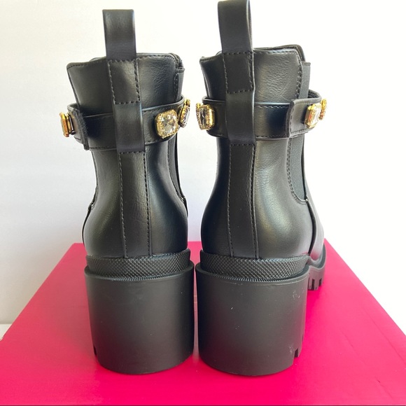 NWT  Black Ankle Boots w/crystals sz 8.5 designer inspired - Picture 6 of 10